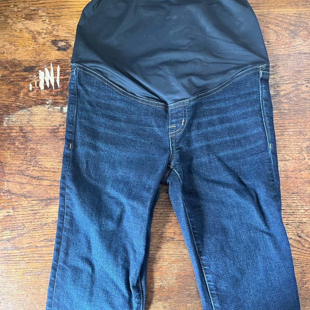 Madewell Dark Blue Denim Maternity High-Rise Jeans with Black Waist Panel